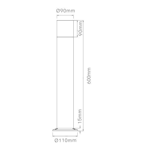 TURA 60 Stehleuchte 12W  IP65 950Lm/960Lm Aluminium 600mm Corten